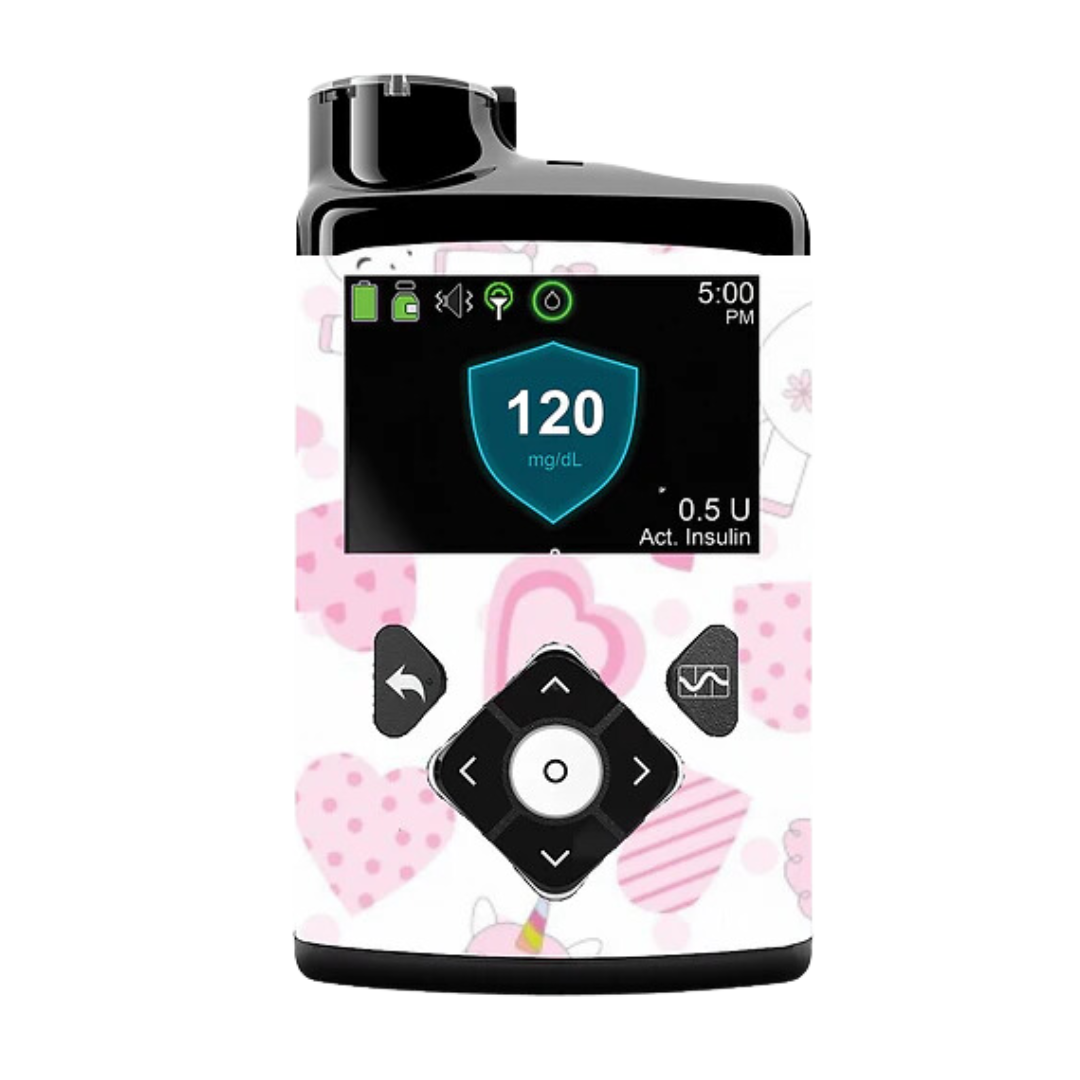 Διακοσμητικά αυτοκόλλητα για αντλία Medtronic 640g/670g/780g - Pink hearts