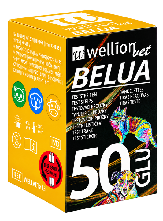 WellionVet BELUA - Ταινίες Μέτρησης Γλυκόζης για Σκύλους, Γάτες & Αγελάδες, 50 τεμ.